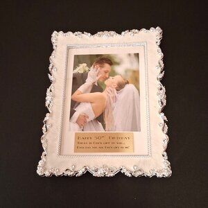 Vintage New Floral Designed Photo Frame 5”x7” Engraved Silver Picture Frame